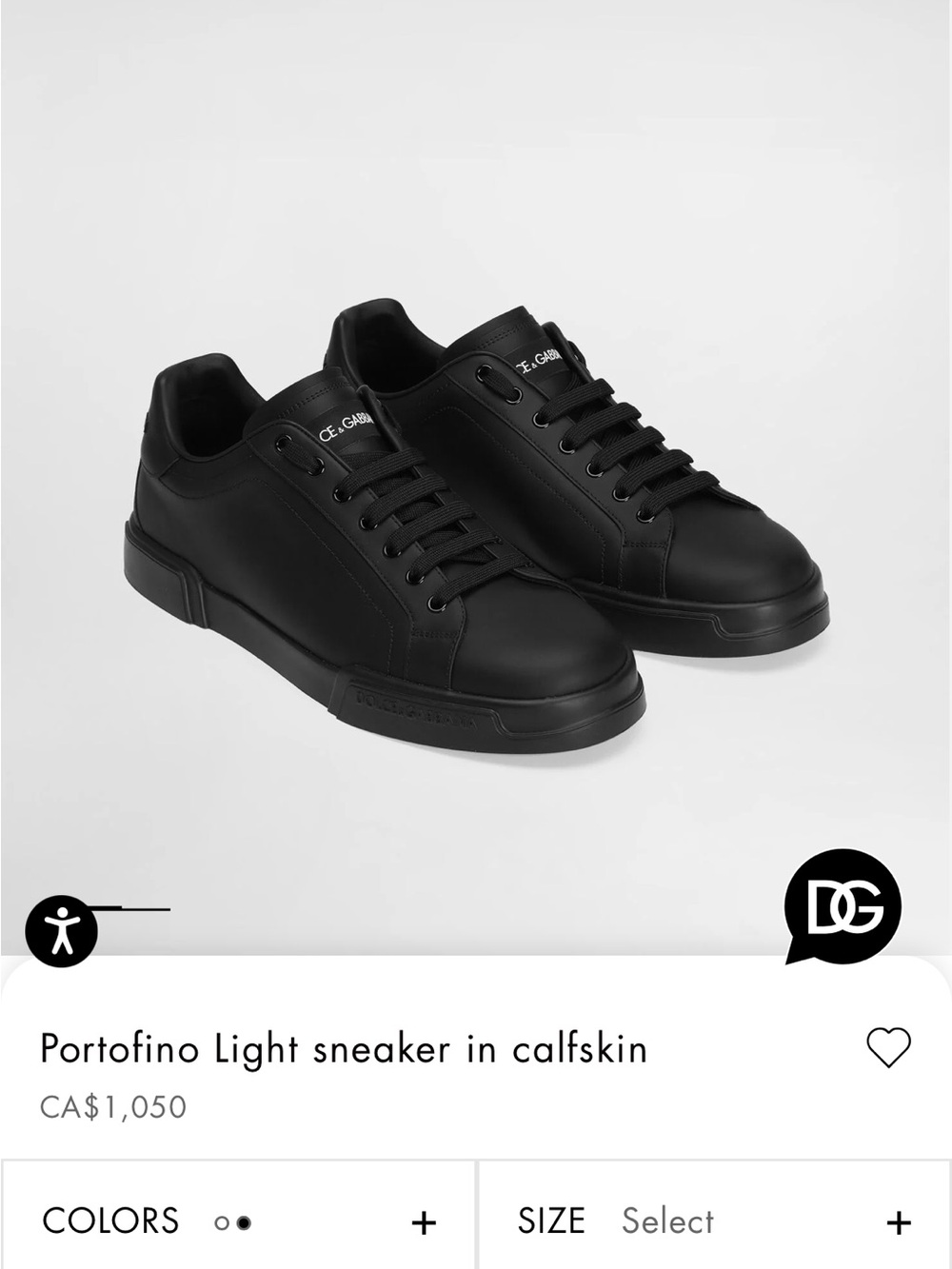 BNWT Dolce & Gabbana Portofino Light Men's Sneakers in Black 7 1/2